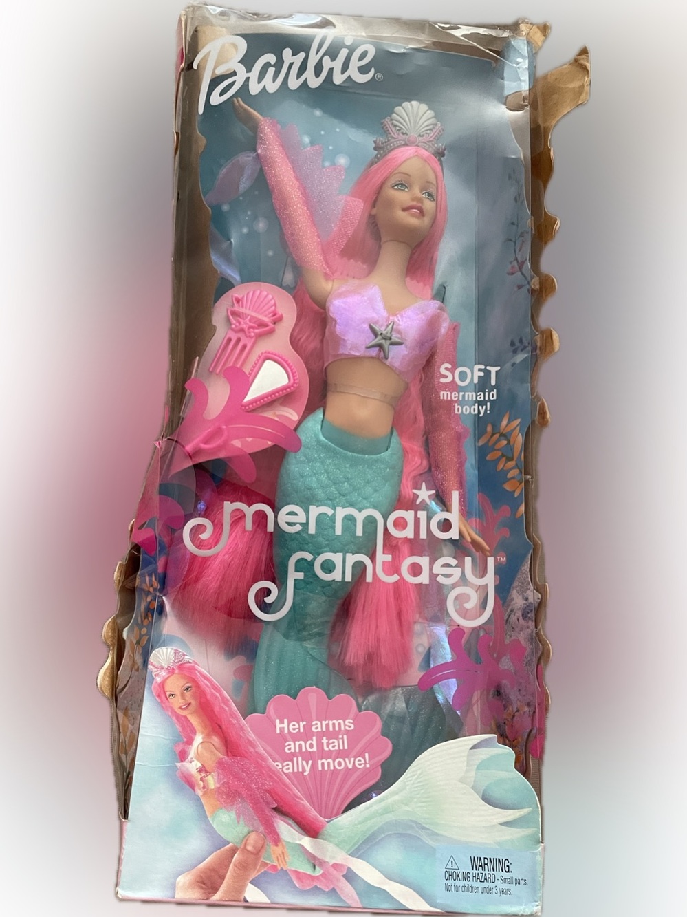 New unboxed Barbie Mermaid Fantasy Doll - Pink Hair, Teal Tail